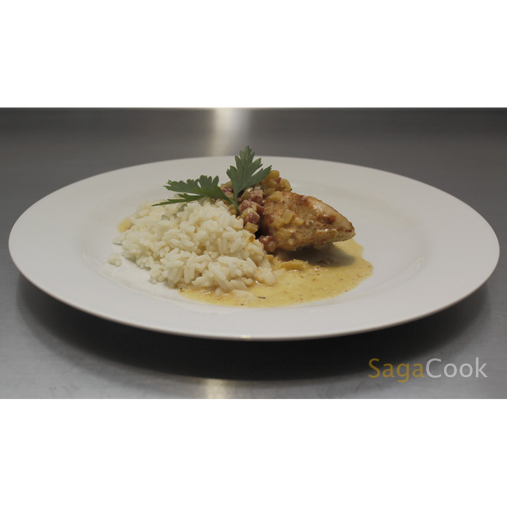 Pouletbrust mit Speck und Äpfeln